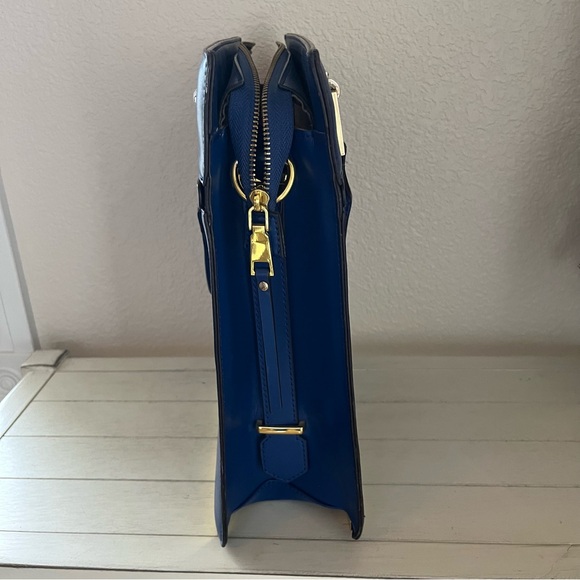 Segolene en Cuir Paris Blue Leather Satchel Tote Bag Purse Handbag - Picture 10 of 10